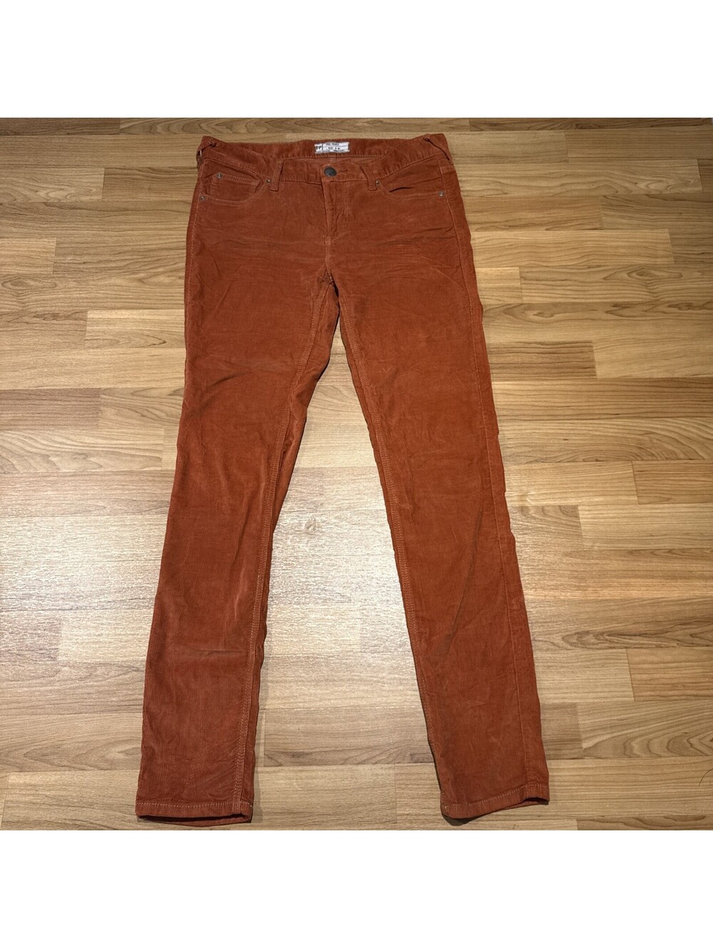 Free People Corduroy Pants Women’s 30 Rust Orange Stretch Skinny Slim Fit